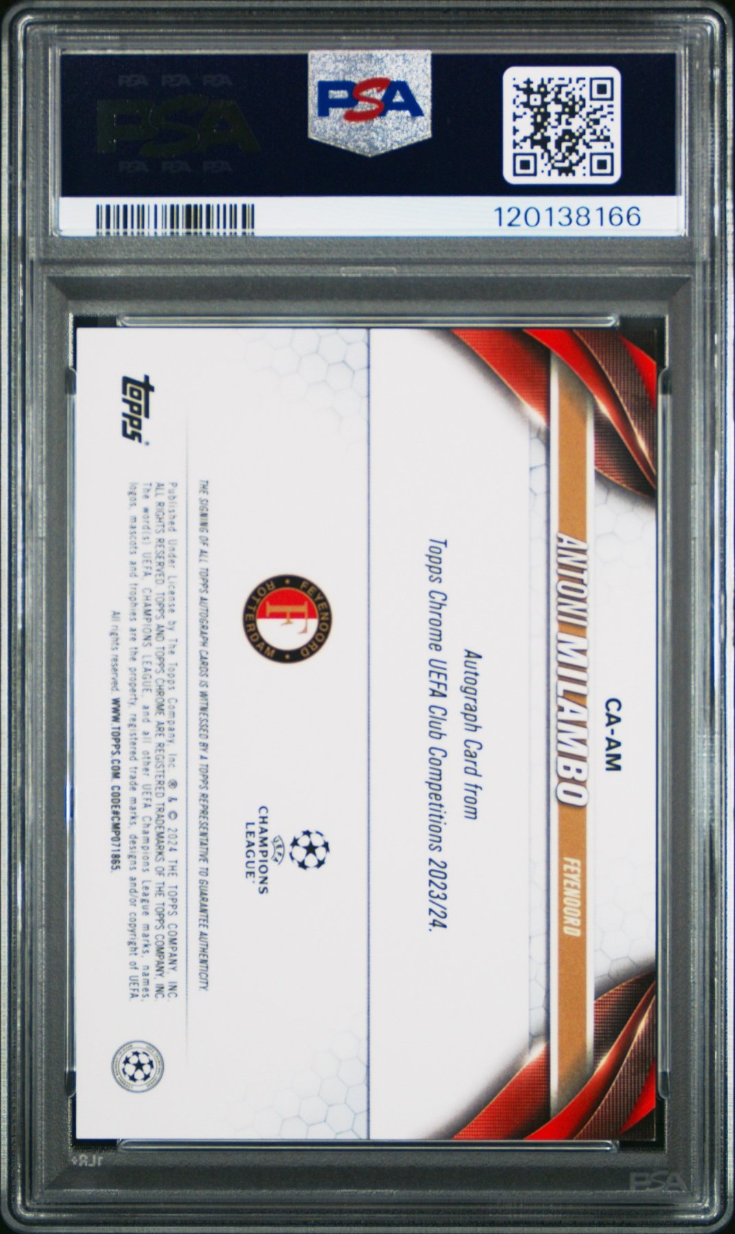 2023 - 24 Topps Chome UEFA Antoni Milambo Blue Wave RC Rookie Auto 09/75 PSA 9Graded Sports Cards