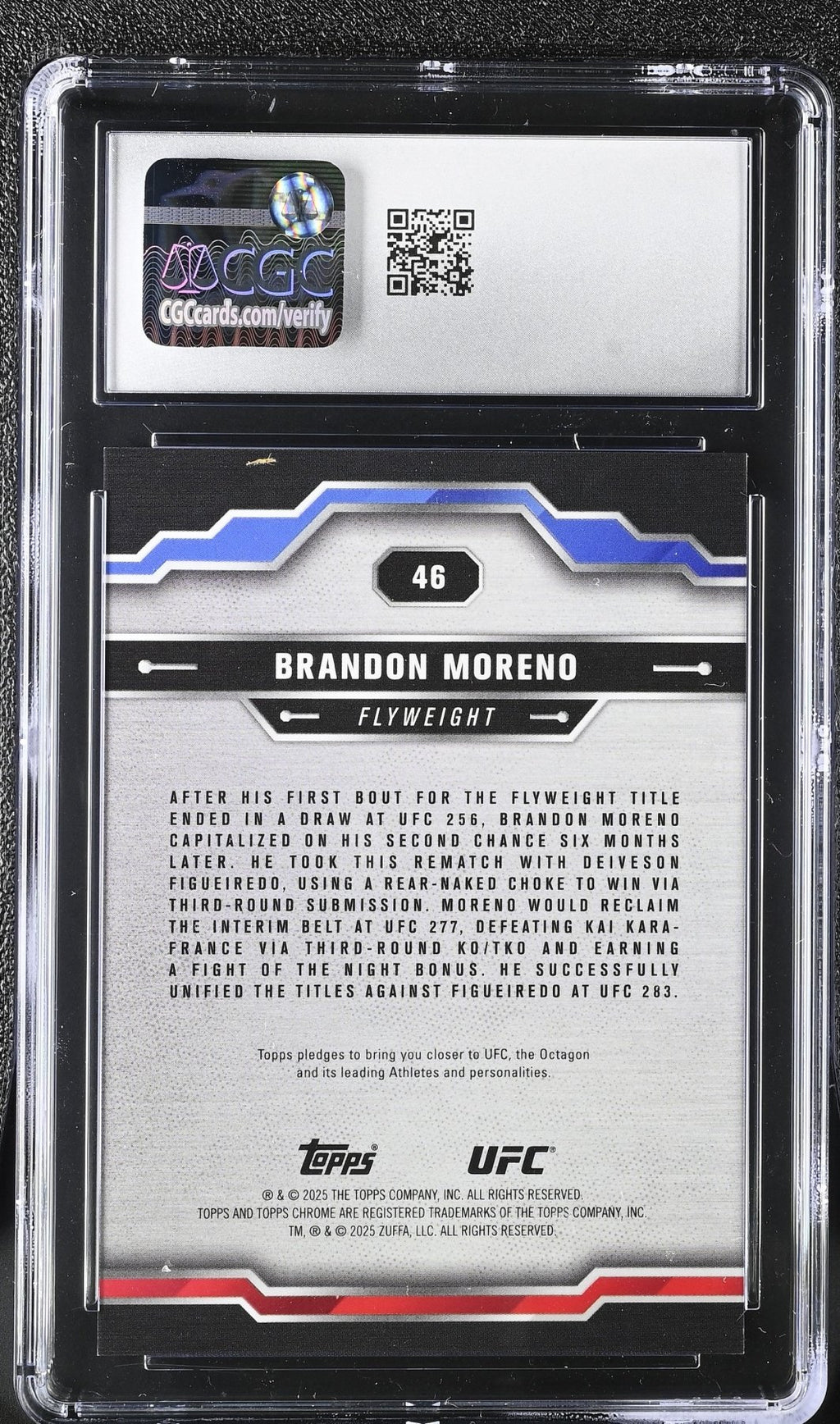 2025 Topps Chrome Sapphire UFC Brandon Moreno 46 Gold 16/50 CGC 10Graded Sports Cards