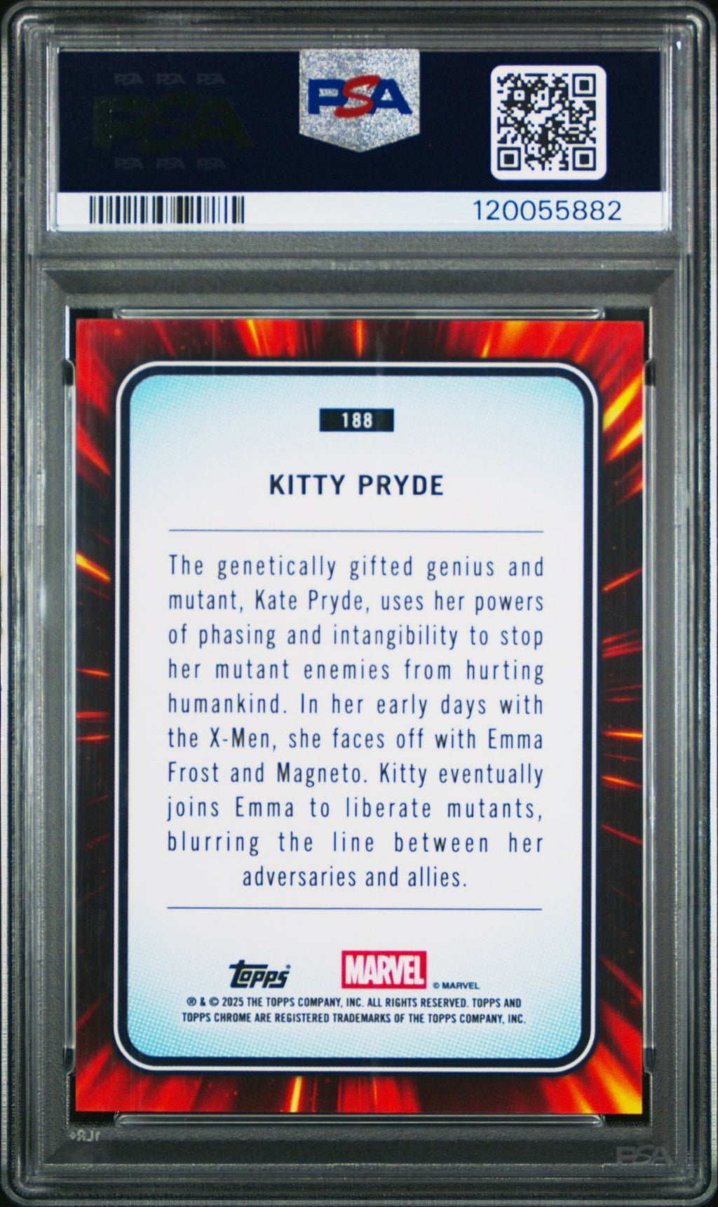 2025 Topps Chrome Marvel Kitty Pryde Spider Web Refractor 012/399 188 PSA 9Graded Non - Sports Cards