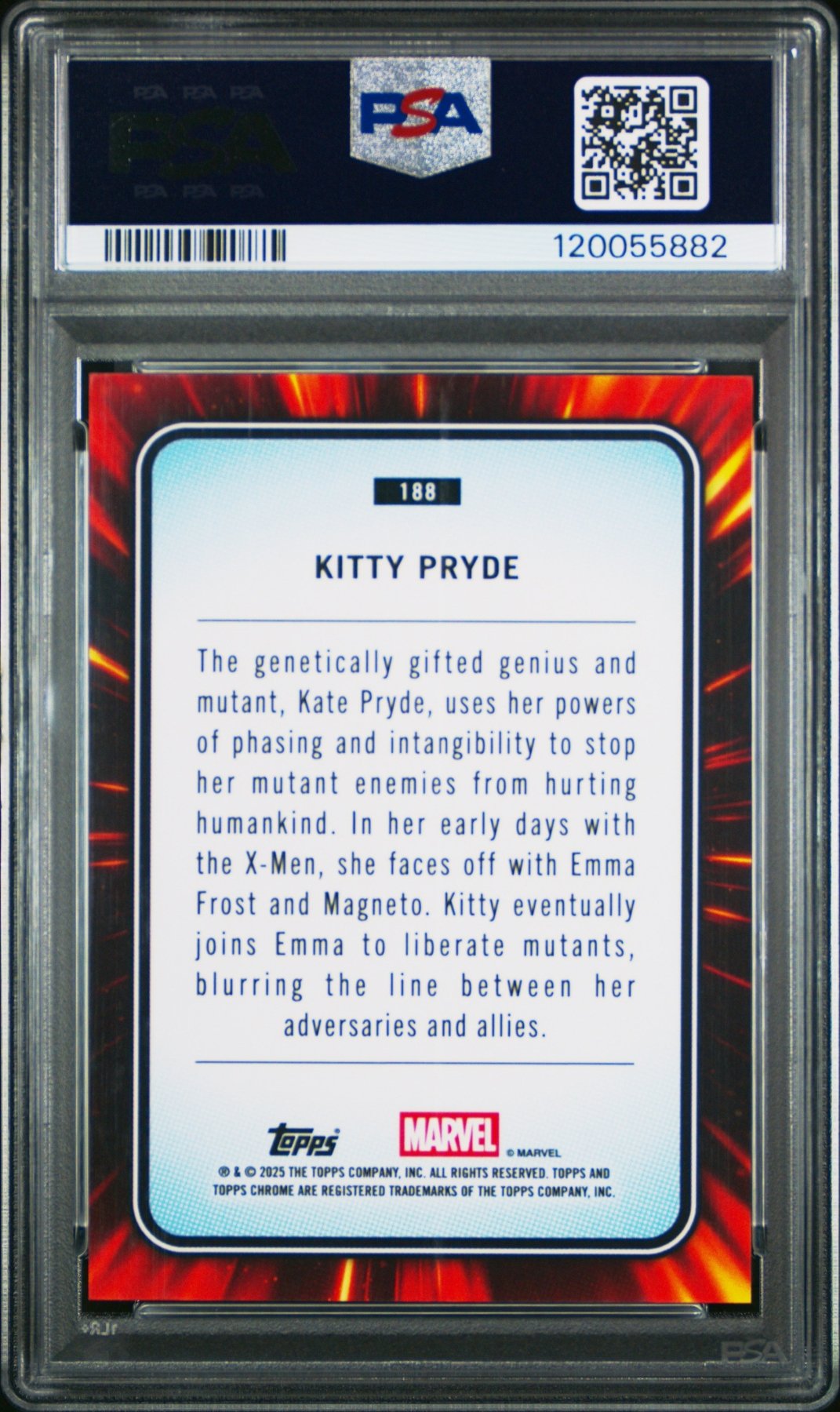 2025 Topps Chrome Marvel Kitty Pryde Spider Web Refractor 012/399 188 PSA 9Graded Non - Sports Cards