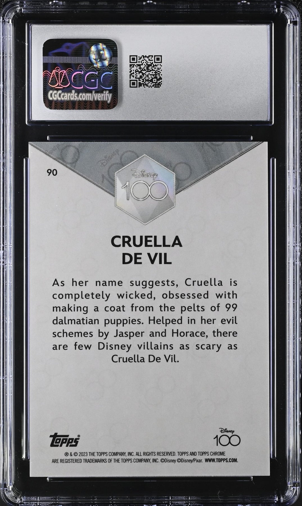 2023 Disney Chrome Disney 100 Cruella De Vil 90 CGC 9Non - Sports Cards