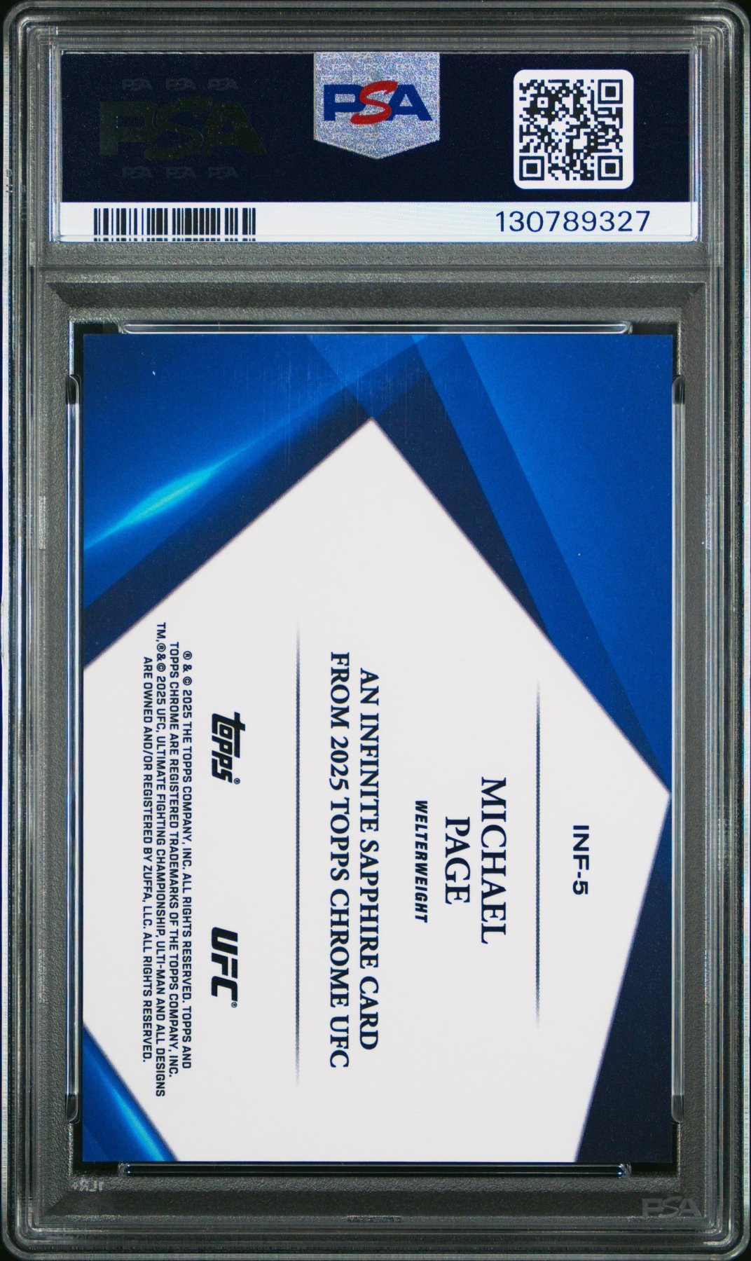 2025 Topps Chrome Sapphire UFC Infinite Sapphire Michael Page INF - 5 PSA 9Graded Sports Cards