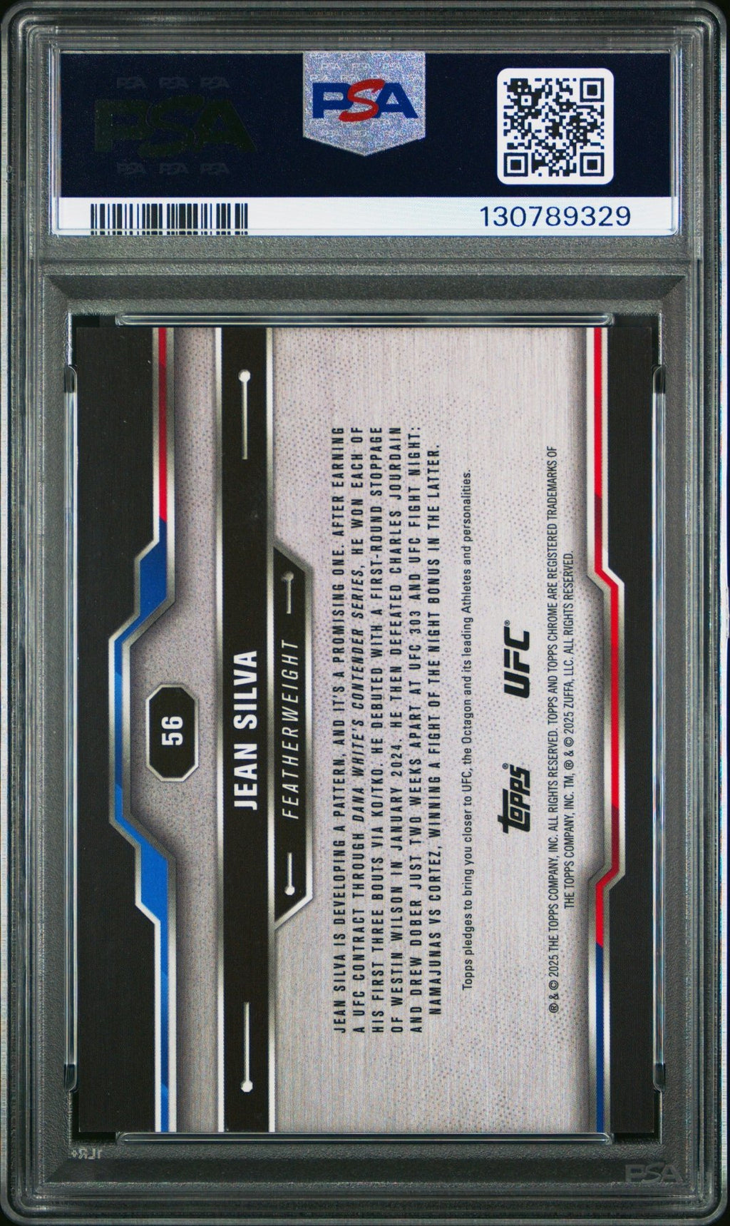 2025 Topps Chrome Sapphire UFC Jean Silva 56 Orange RC Rookie 10/25 PSA 8Graded Sports Cards