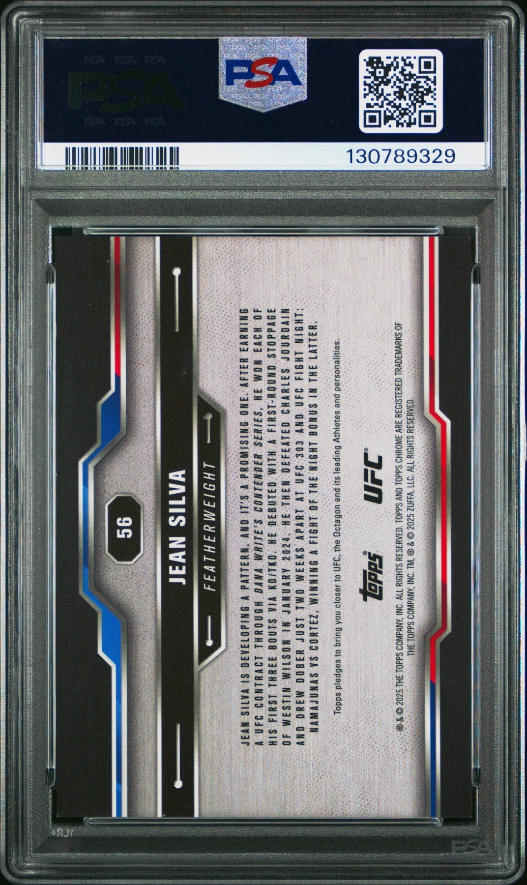 2025 Topps Chrome Sapphire UFC Jean Silva 56 Orange RC Rookie 10/25 PSA 8Graded Sports Cards