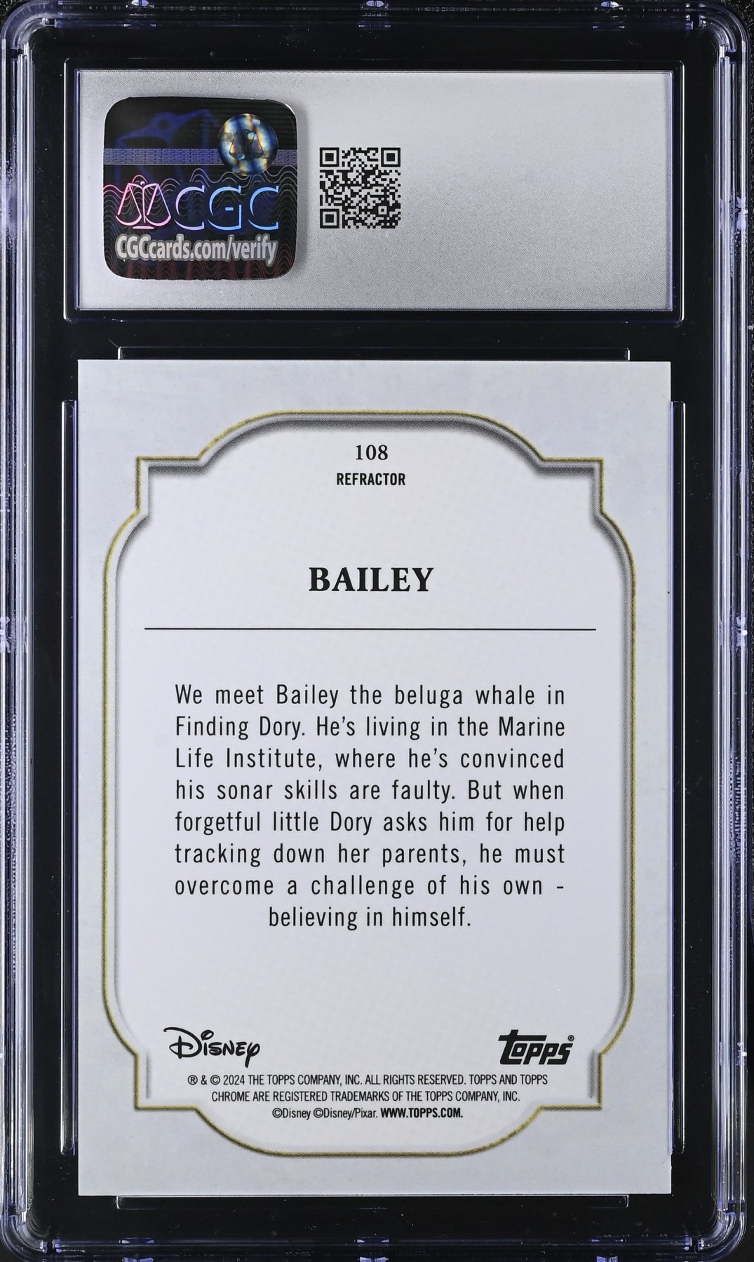 2024 Topps Chrome Disney Bailey Refractor 108 CGC 9Non - Sports Cards