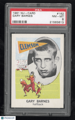 1961 Nu - Cards Football Stars Gary Barnes 162 PSA 8Graded Sports Cards