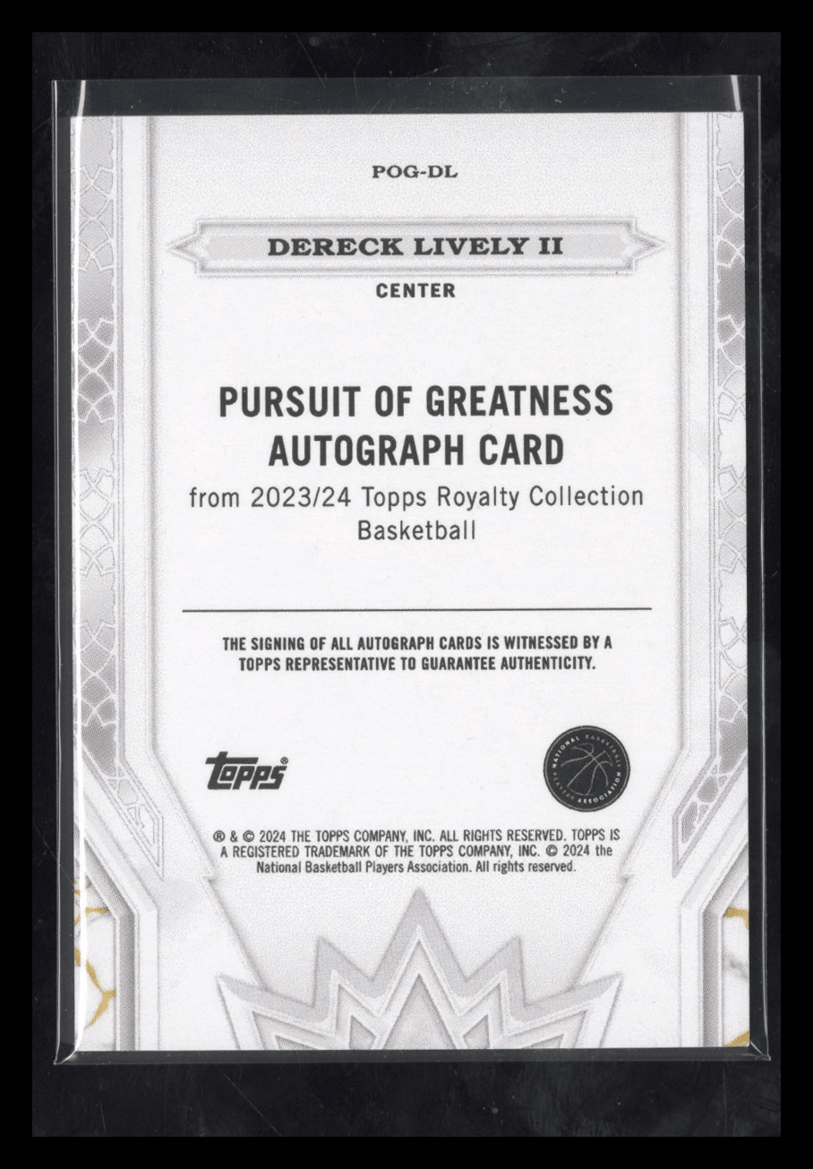 2023 - 24 Topps Royalty Collection Dereck Lively II POG - DL RC Rookie Auto 44/99Sports Cards