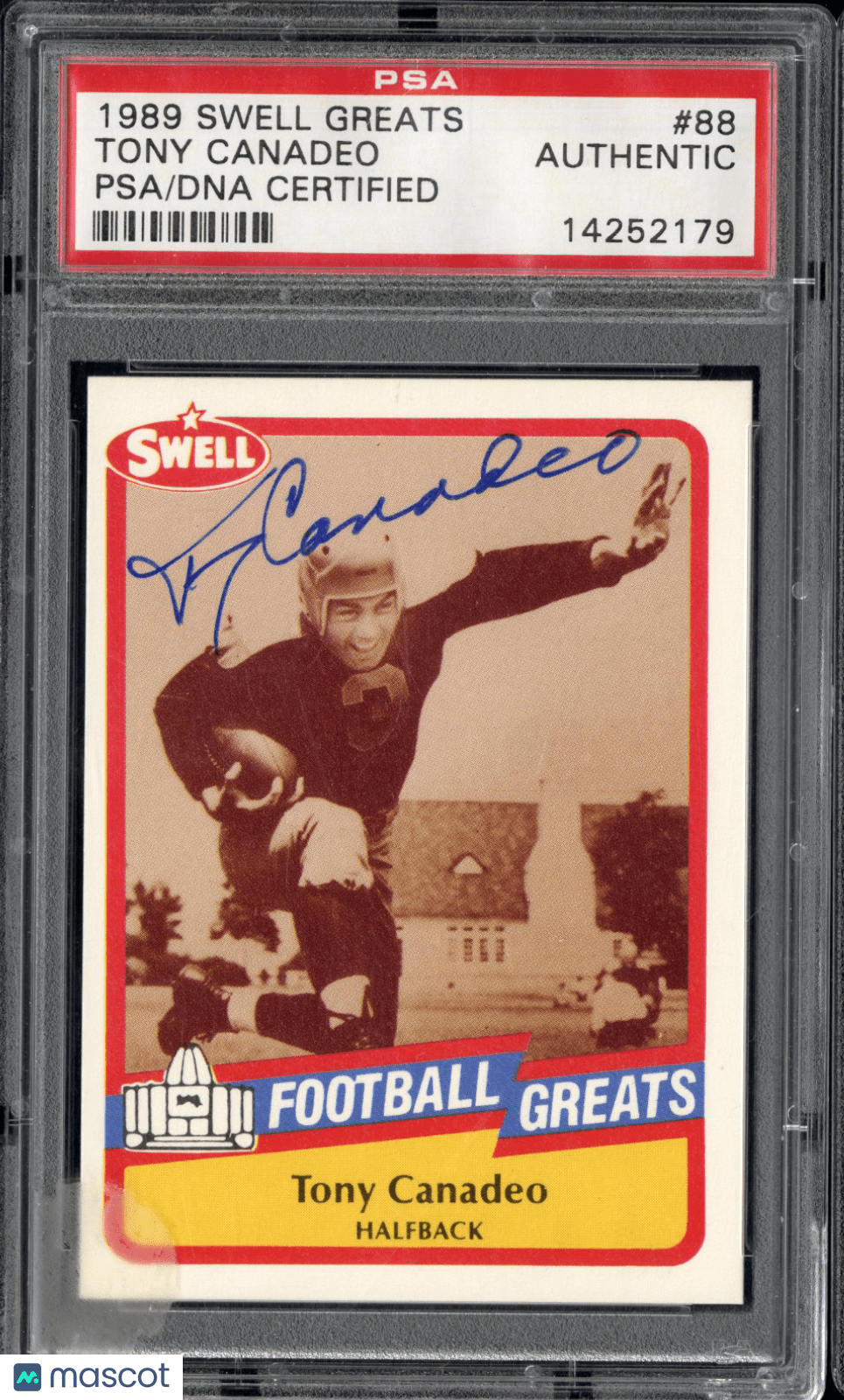 1989 Swell Greats Tony Canadeo 88 Hand Signed Auto PSA AuthenticGraded Sports Cards