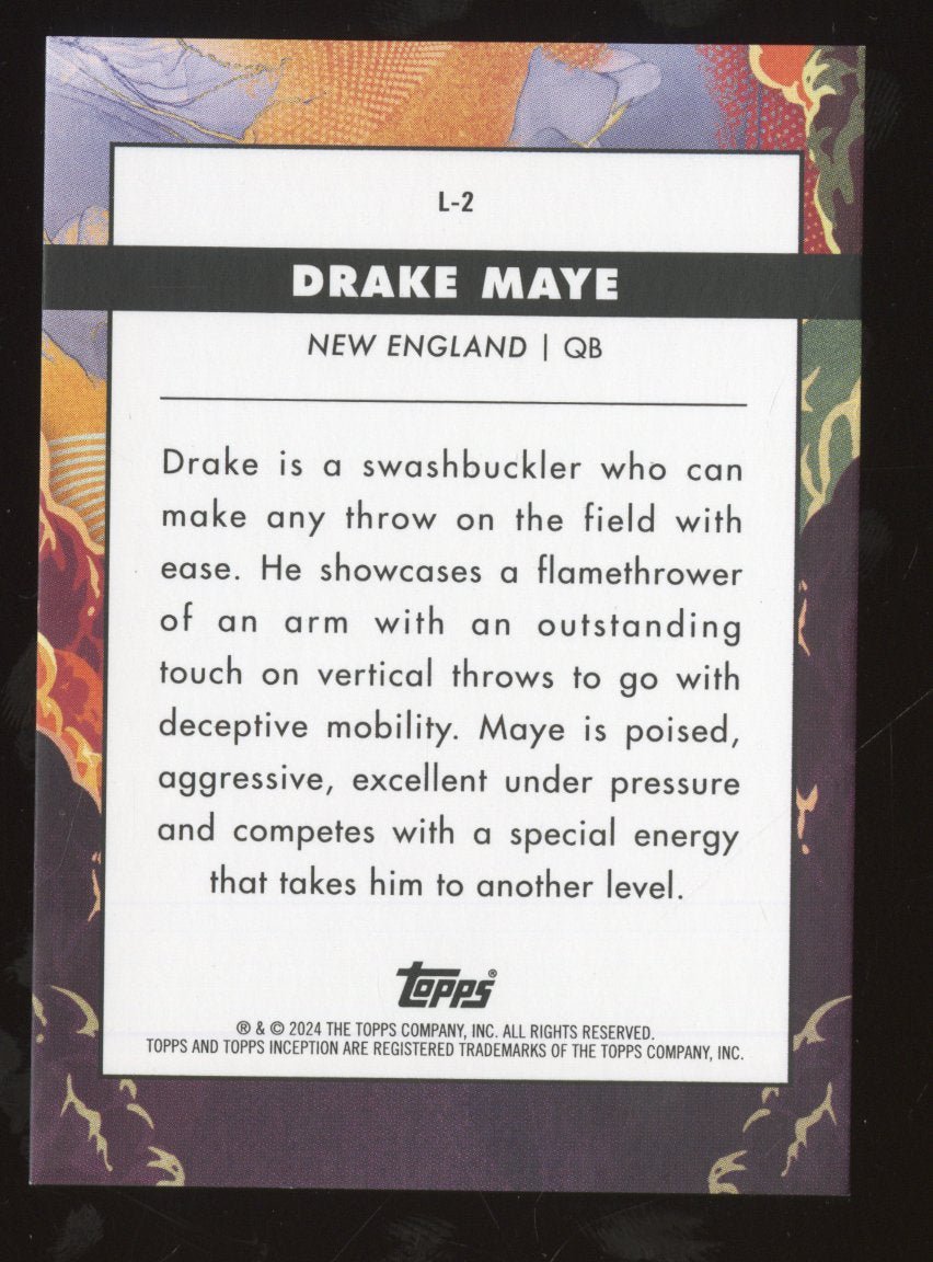 2024 Topps Inception Drake Maye L - 2 Launch SP RCSports Cards