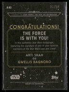 2019 Topps Star Wars Rise Of Skywalker Gwellis Bagnoro/Arti Shah /99 Auto A - ASNon - Sports Cards