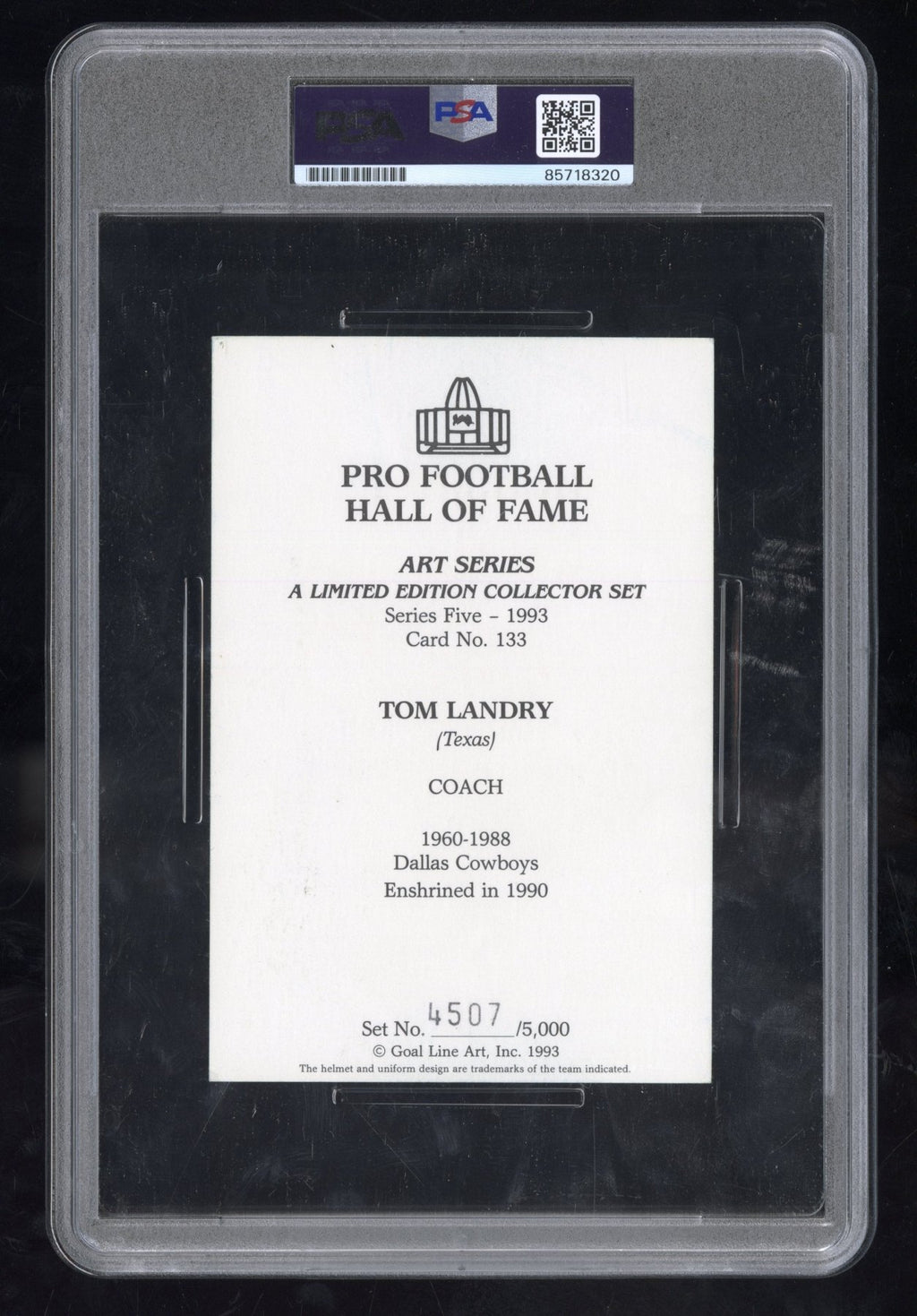 1993 Goal Line Art Auto Tom Landry 4507/5000 PSA DNA AuthenticGraded Sports Cards