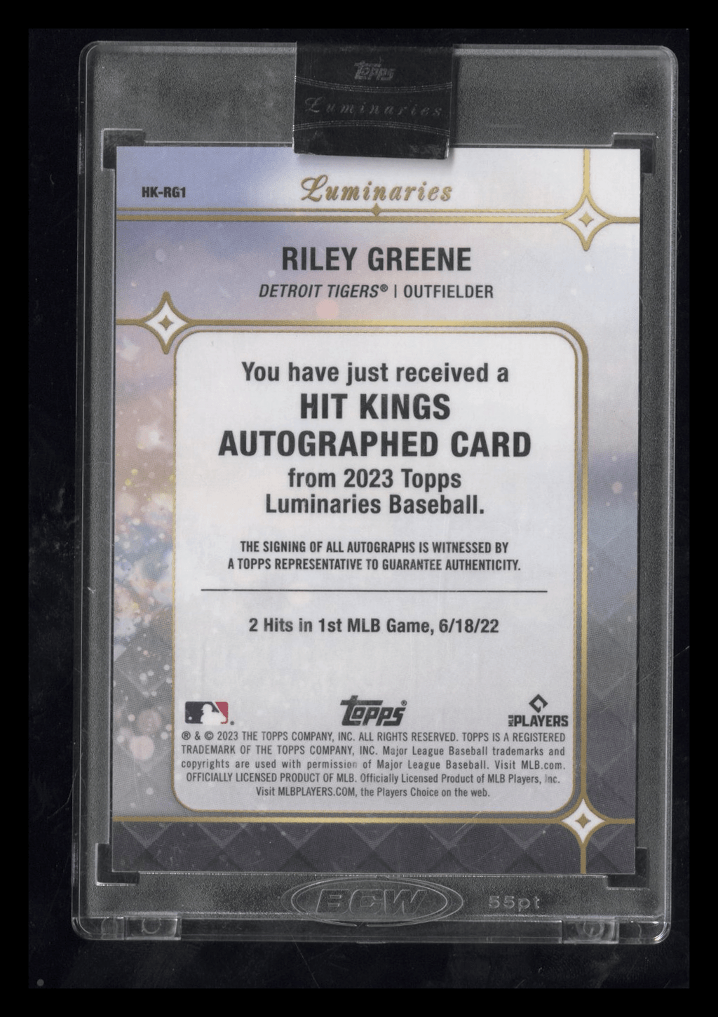 2023 Topps Luminaries Riley Greene HK - RG1 Red RC Rookie Auto 07/10Sports Cards