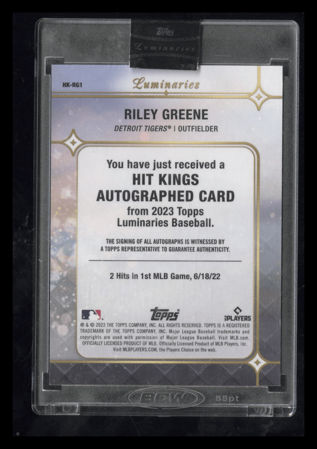 2023 Topps Luminaries Riley Greene HK - RG1 Red RC Rookie Auto 07/10Sports Cards