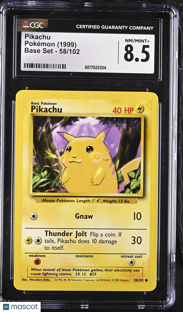 1999 Pokémon Pikachu #58/102 CGC 8.5