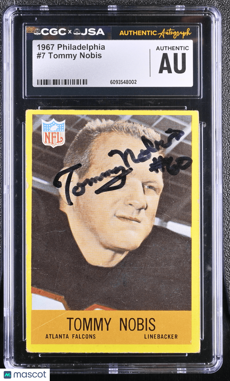 1967 Philadelphia Tommy Nobis 7 Hand Signed Auto Rookie CGC AuthenticGraded Sports Cards