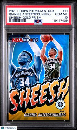 2023-24 NBA Hoops Premium Stock Sheesh Giannis Antetokounmpo Gold /10 PSA 10
