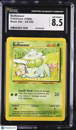 1999 Pokémon Bulbasaur #44/102 CGC 8.5