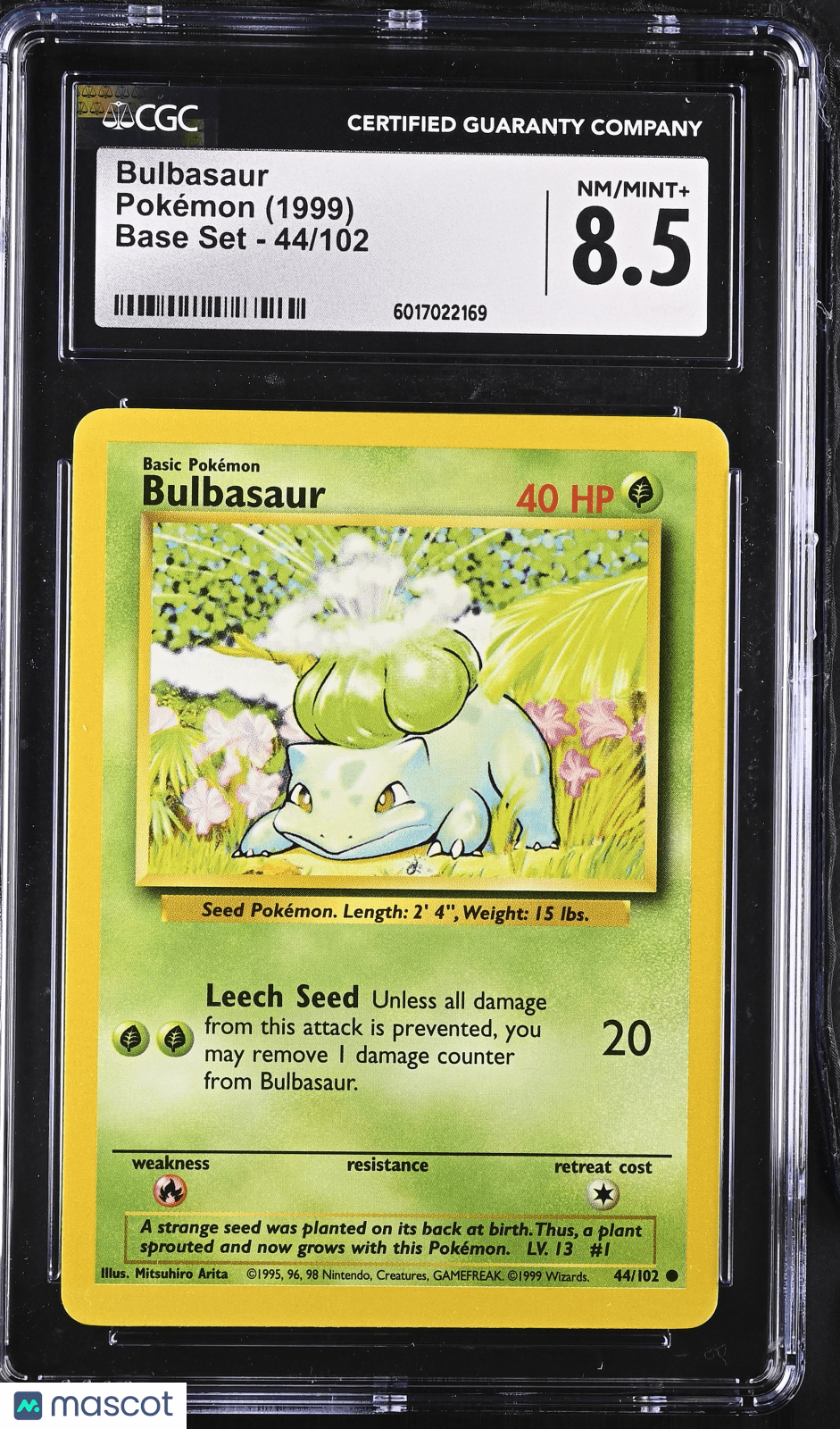 1999 Pokémon Bulbasaur 44/102 CGC 8.5Graded TCG/CCG