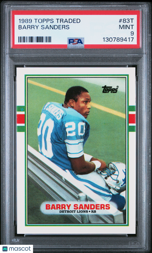1989 Topps Traded Football Barry Sanders #83T RC Rookie PSA 9
