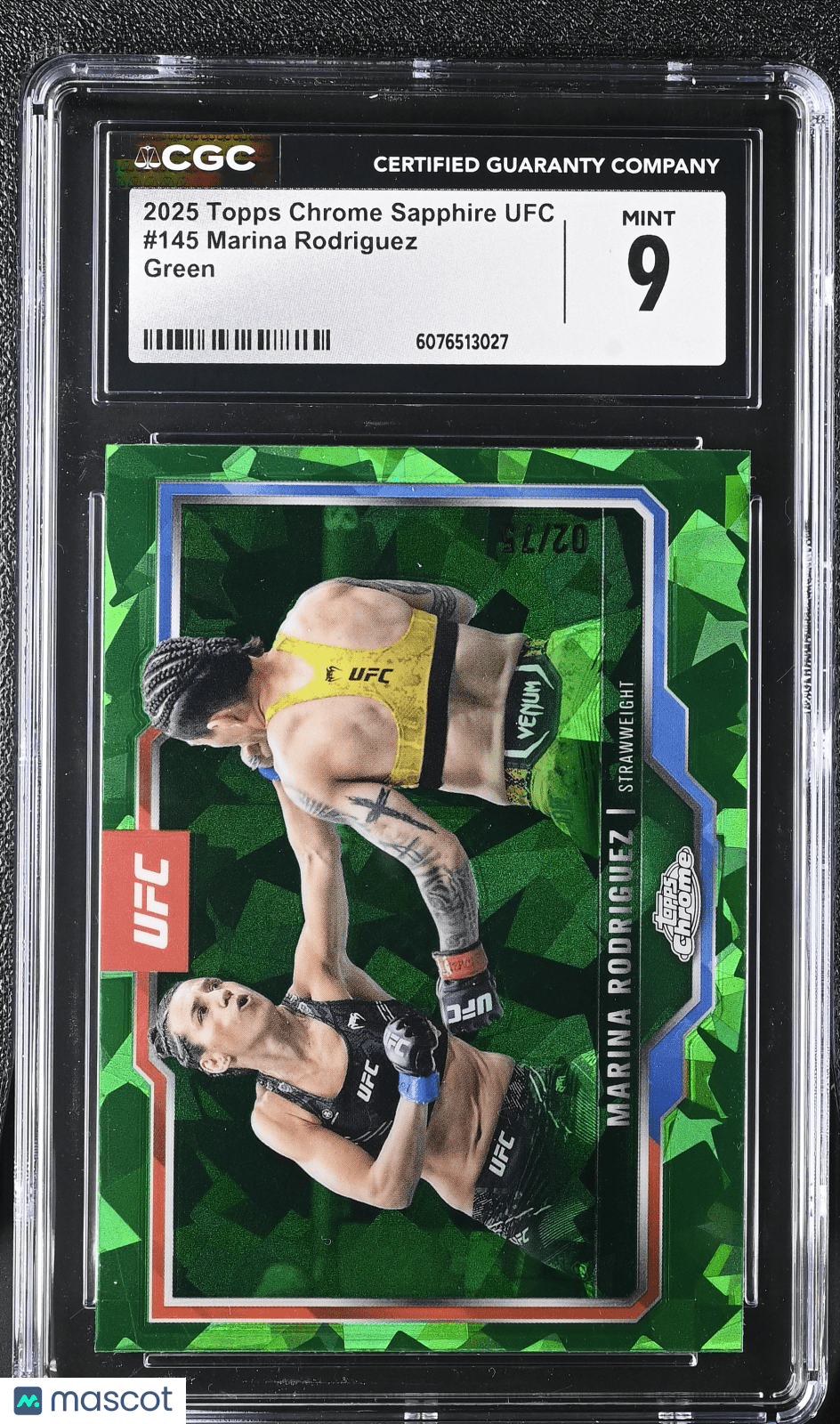 2025 Topps Chrome Sapphire UFC Marina Rodriguez 145 Green 02/75 CGC 9Graded Sports Cards