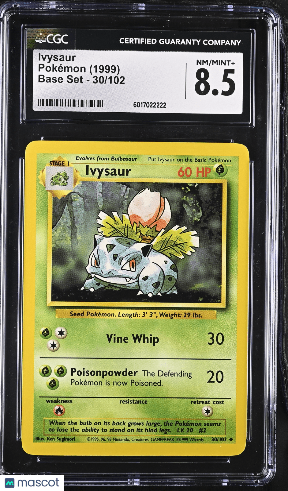 1999 Pokemon Ivysaur 30/102 30/102 CGC 8.5Graded TCG/CCG