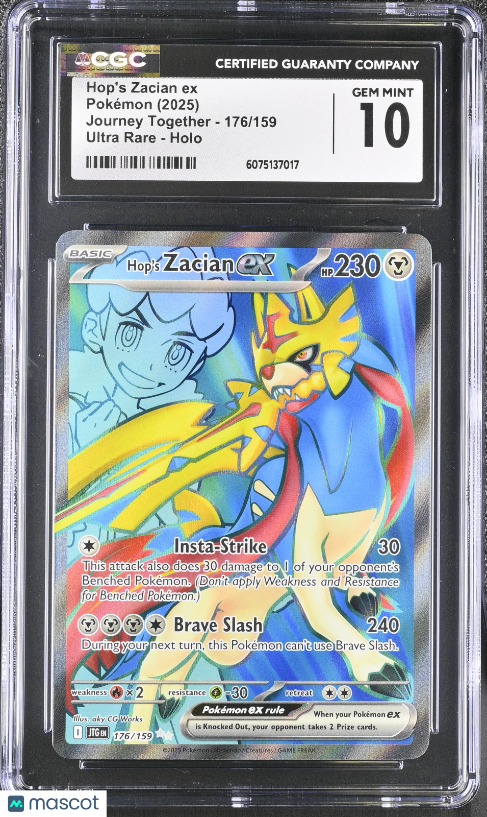 2025 Pokemon Journey Together Hop's Zacian ex 176/159 Holo Ultra Rare CGC 10Graded TCG/CCG