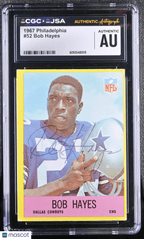 1967 Philadelphia Football Bob Hayes 52 Hand Signed Auto CGC AuthenticGraded Sports Cards