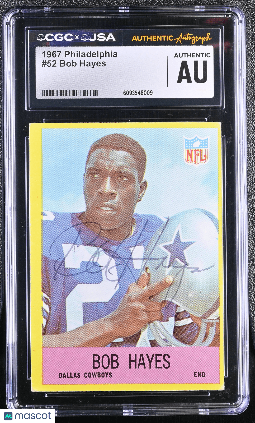 1967 Philadelphia Football Bob Hayes 52 Hand Signed Auto CGC AuthenticGraded Sports Cards