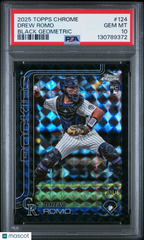 2025 Topps Chrome Drew Romo 124 Black Geometric RC Rookie 03/10 PSA 10Graded Sports Cards