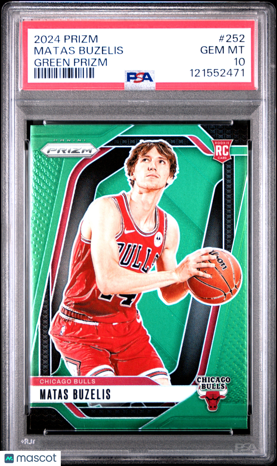 2024-25 Panini Prizm Matas Buzelis #252 Green Prizm RC Rookie PSA 10