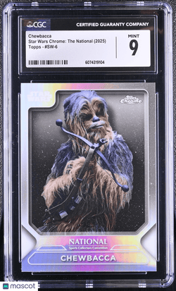 2025 Topps Chrome Star Wars The National Chewbacca SW - 6 Refractor CGC 9Graded Sports Cards