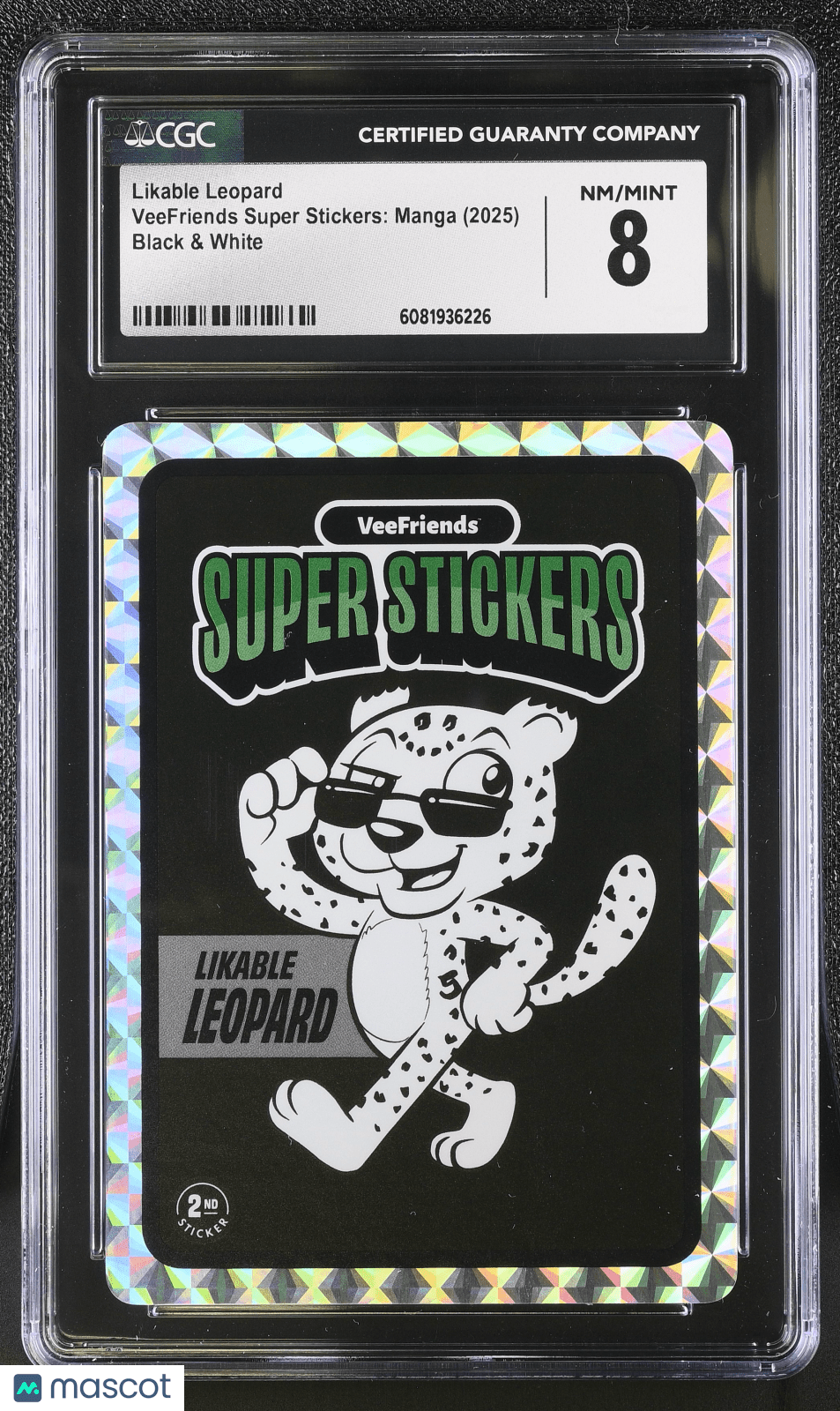 2025 Veefriends Super Stickers: Manga Likable Leopard Black & White CGC 8Graded Non - Sports Cards