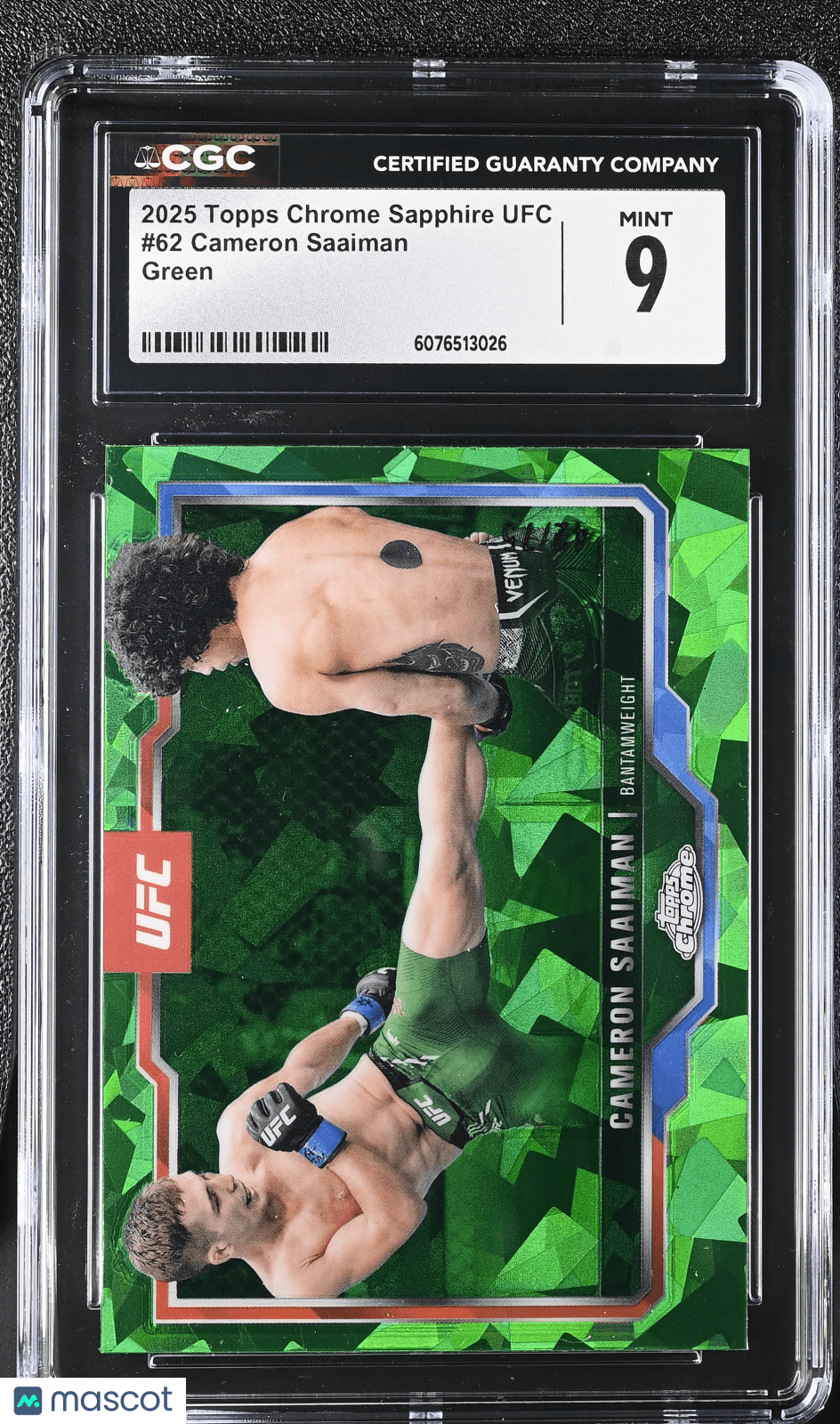 2025 Topps Chrome Sapphire UFC Cameron Saaiman 62 Green 42/75 CGC 9Graded Sports Cards