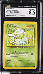 1999 Pokémon Bulbasaur 44/102 CGC 8.5Graded TCG/CCG