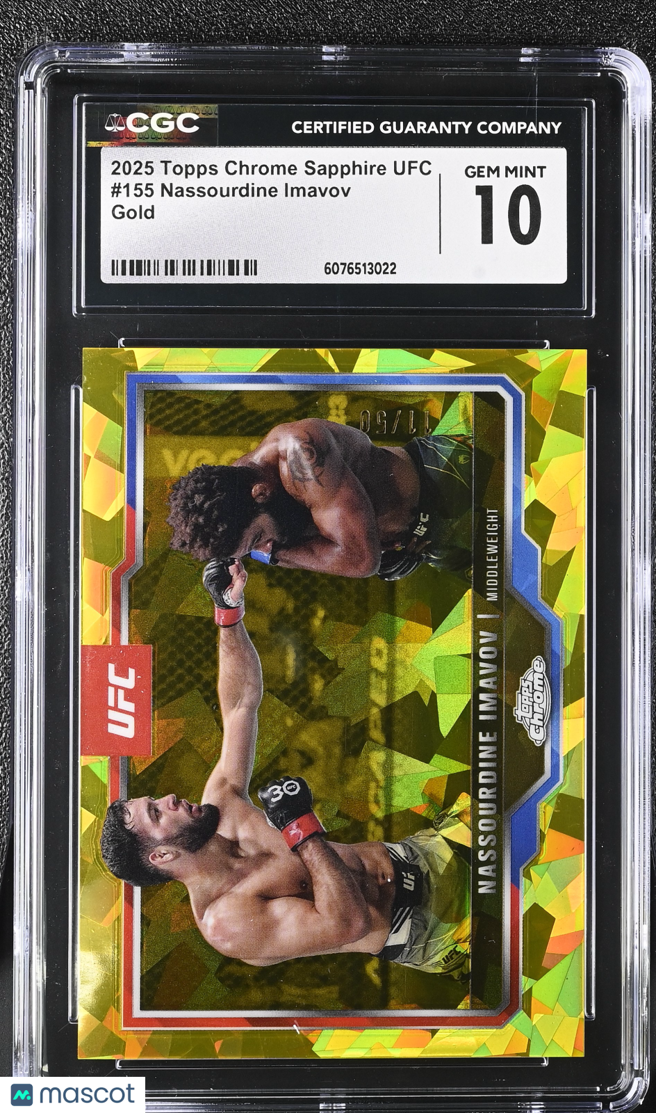 2025 Topps Chrome Sapphire UFC Nassourdine Imavov 155 Gold 11/50 CGC 10Graded Sports Cards