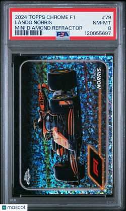 2024 Topps Chrome Formula 1 Lando Norris #79 Mini Diamond Refractor /299 PSA 8