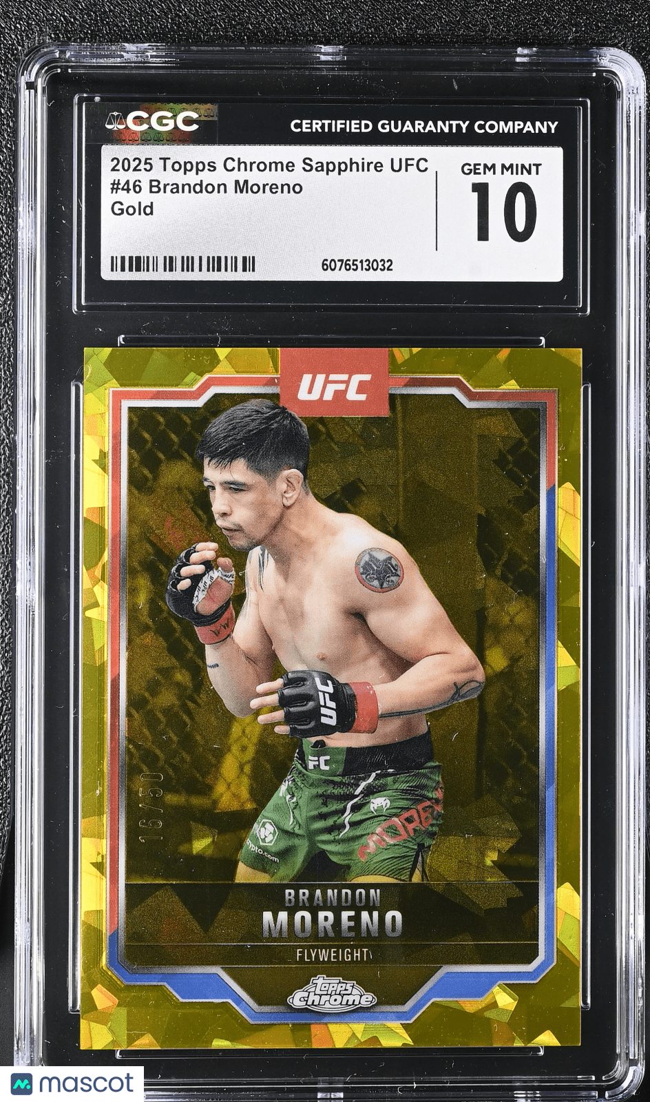 2025 Topps Chrome Sapphire UFC Brandon Moreno 46 Gold 16/50 CGC 10Graded Sports Cards