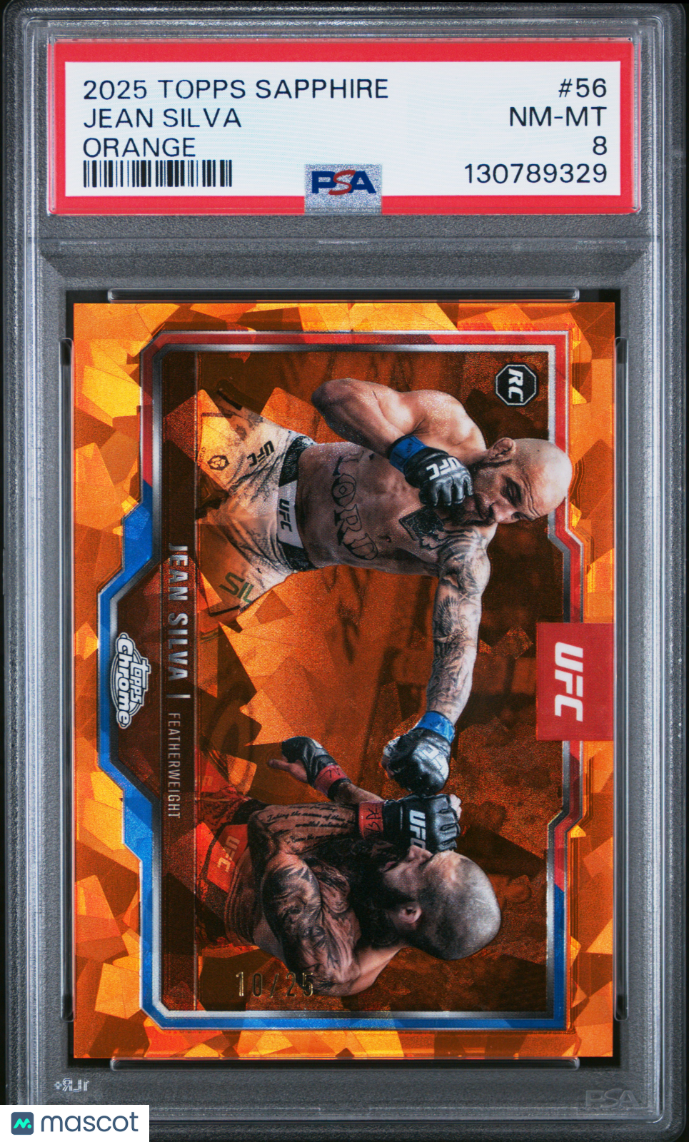 2025 Topps Chrome Sapphire UFC Jean Silva 56 Orange RC Rookie 10/25 PSA 8Graded Sports Cards