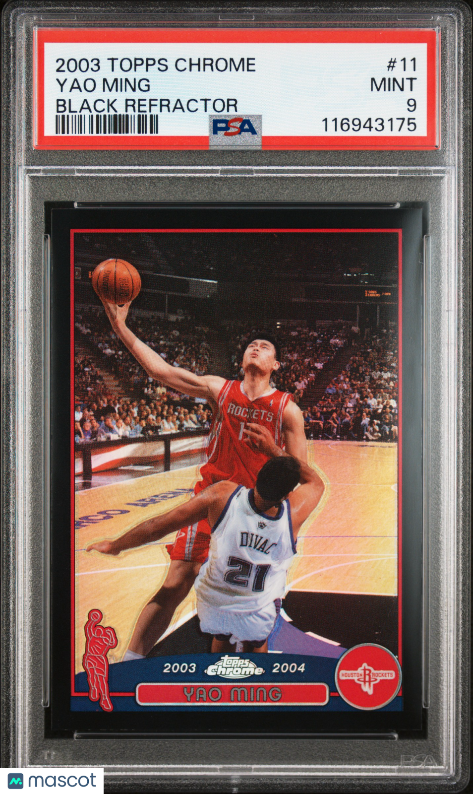 2003-04 Topps Chrome Yao Ming #11 Black Refractor 050/500 PSA 9