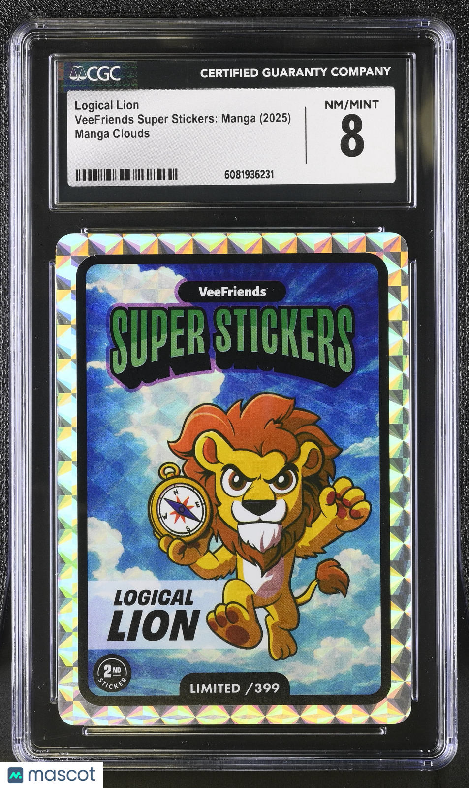 2025 Veefriends Super Stickers: Manga Logical Lion Manga Clouds / 399 CGC 8Graded Non - Sports Cards