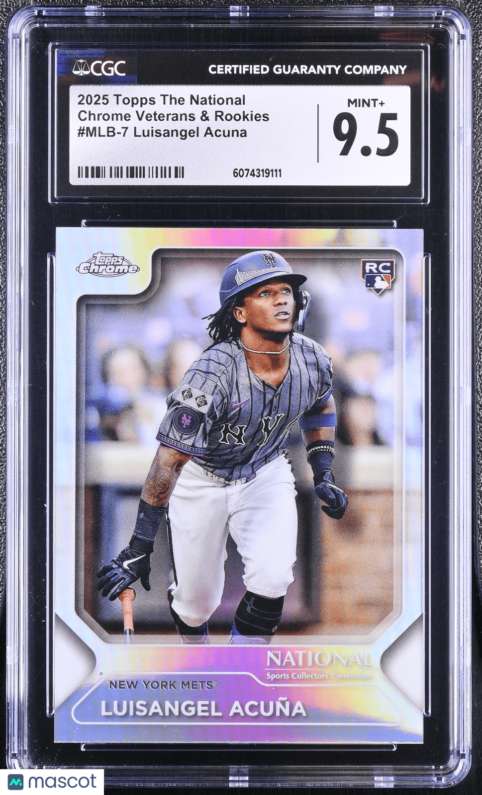 2025 Topps Chrome The National Luisangel Acuna MLB - 7 Refractor Rookie CGC 9.5Graded Sports Cards Main image