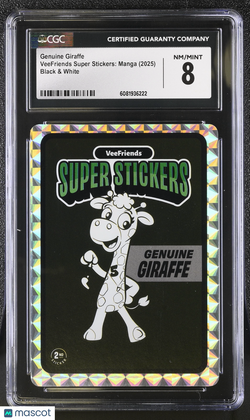 2025 Veefriends Super Stickers: Manga Genuine Giraffe Black & White CGC 8