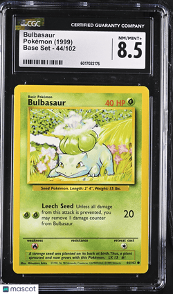 1999 Pokémon Bulbasaur 44/102 CGC 8.5Graded TCG/CCG