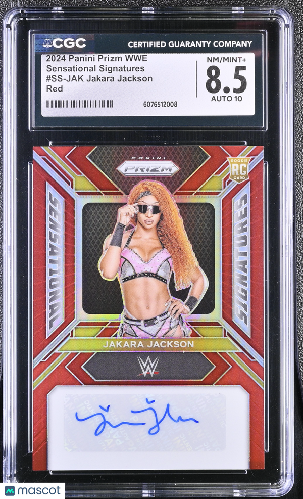 2024 Panini Prizm WWE Jakara Jackson Red /99 Sensational Auto RC CGC 8.5 Auto 10