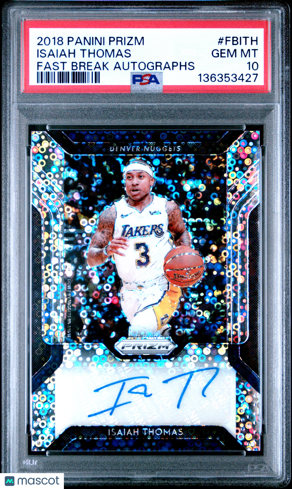 2018 - 19 Panini Prizm Fast Break Auto Isaiah Thomas FB - ITH PSA 10Graded Sports Cards Main image