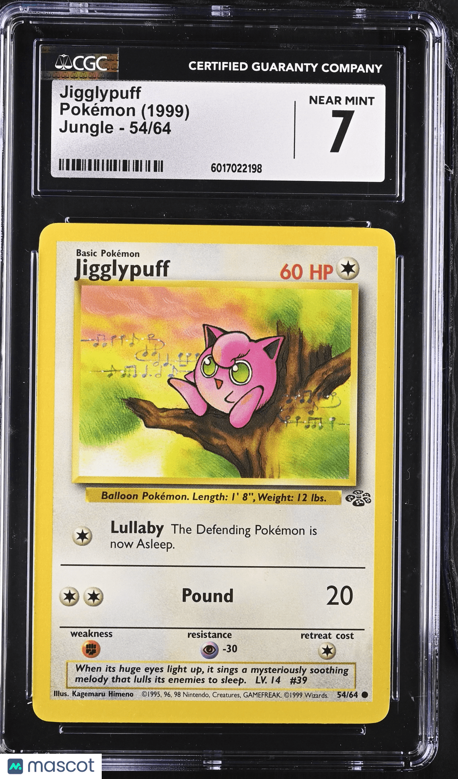 1999 Pokemon Jigglypuff 54/64 54/64 CGC 7Graded TCG/CCG