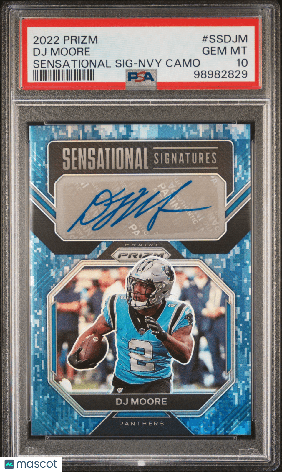 2022 Panini Prizm DJ Moore SS - DJM Navy Camo 03/25 Sensational Auto PSA 10Graded Sports Cards