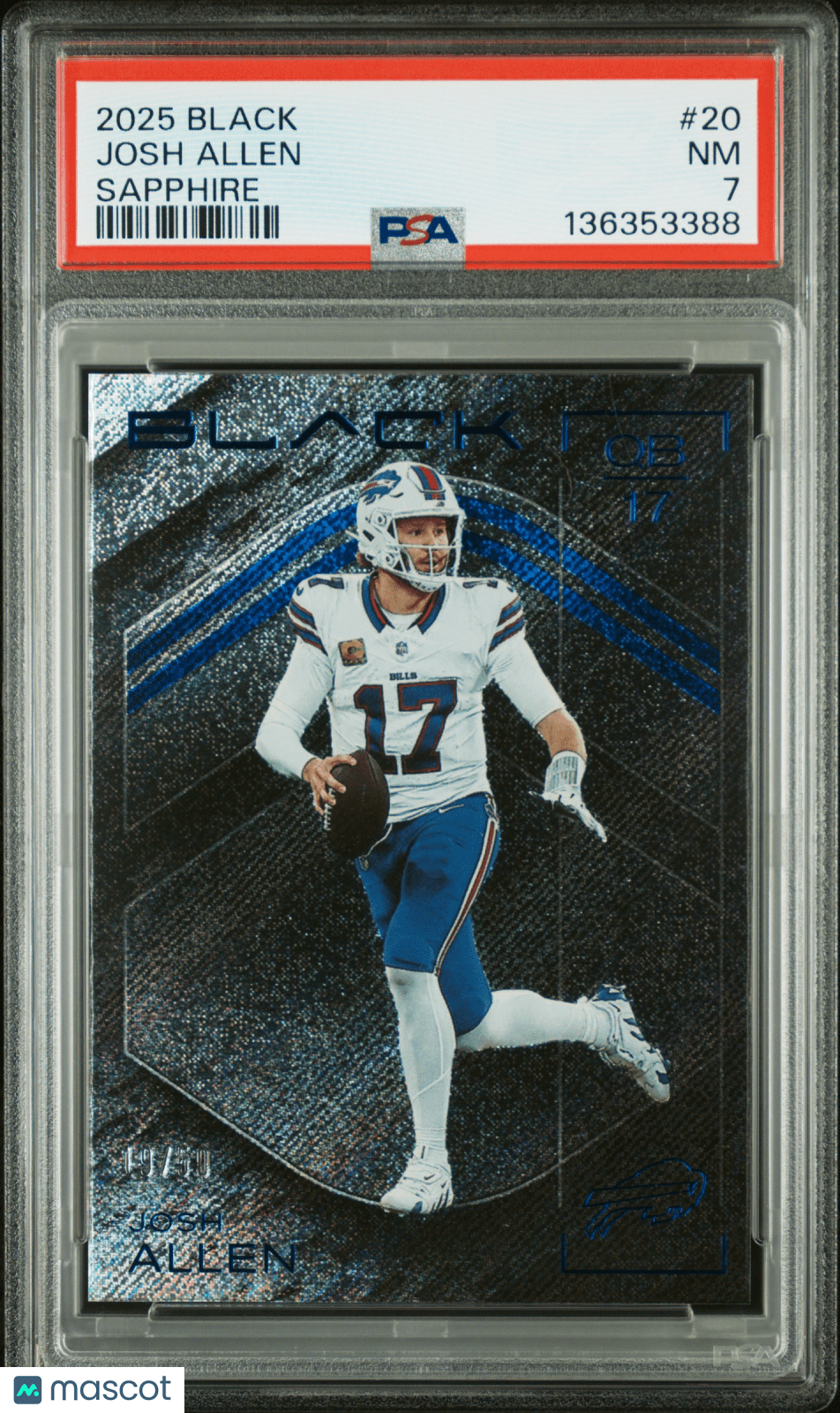 2025 Panini Black Josh Allen 20 Sapphire 19/50 PSA 7Graded Sports Cards