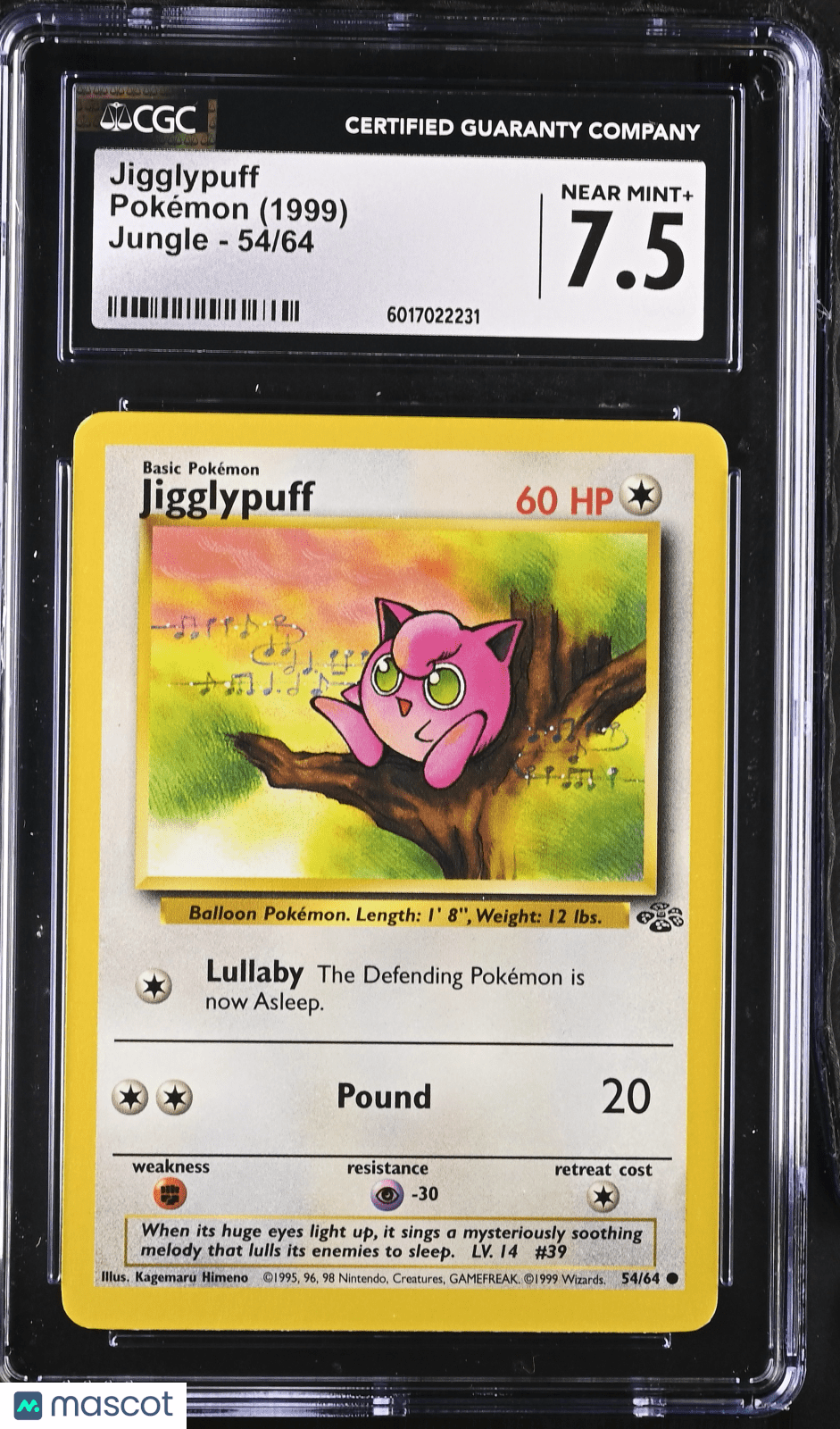 1999 Pokemon Jigglypuff 54/64 54/64 CGC 7.5Graded TCG/CCG