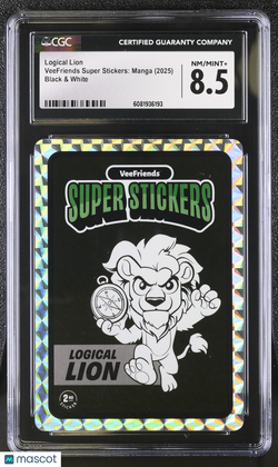 2025 Veefriends Super Stickers: Manga Logical Lion Black & White CGC 8.5